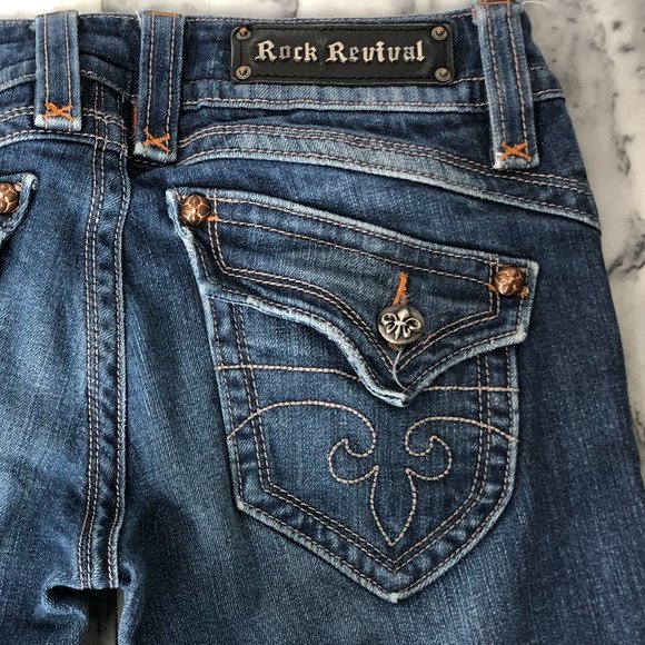 ROCK REVIVAL, Jeans, Gwen, 29, Blue Jeans, Boot Cut, Embellished Back Pockets - Picture 2 of 16